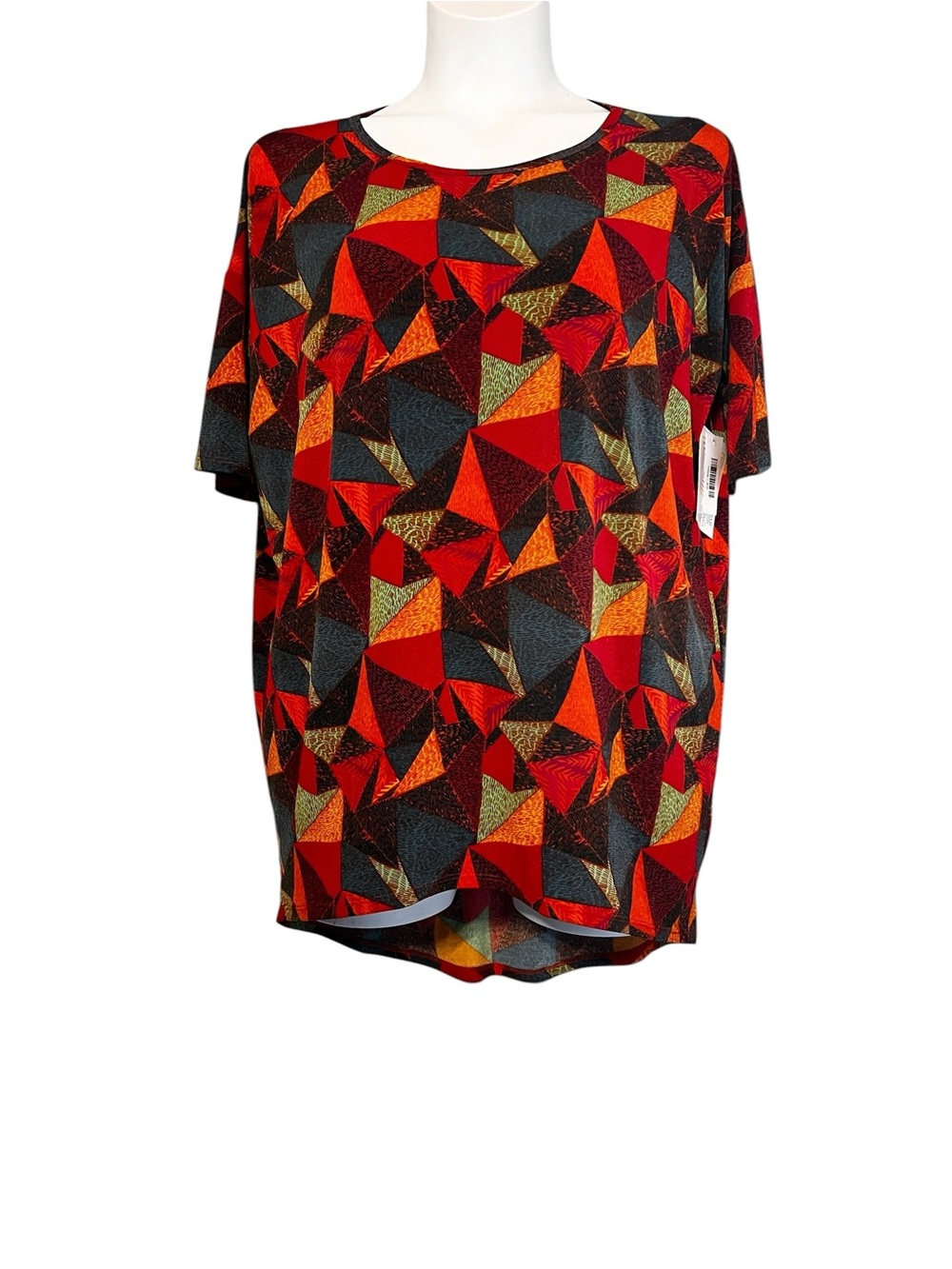 LuLaRoe Red & Black Geometric Short Sleeve Blouse